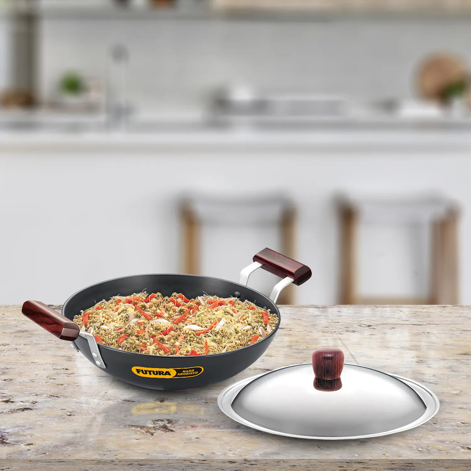 Hawkins Futura Hard Anodised Deep-Fry Pan 2.75 Litre with Stainless Steel Lid