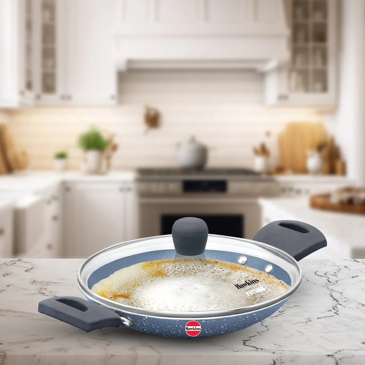Hawkins Ceramic Nonstick Appachatty 0.9 Litre with Glass Lid
