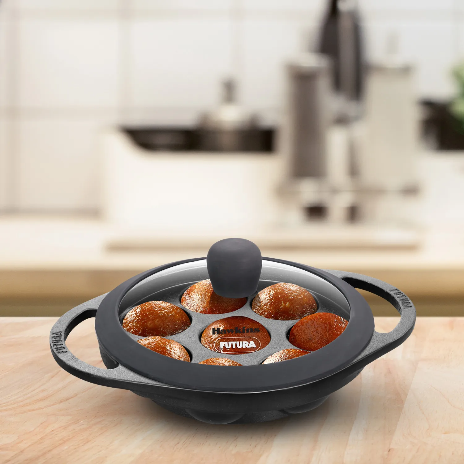 Hawkins Futura Cast Iron Appe Pan 16cm with Glass Lid