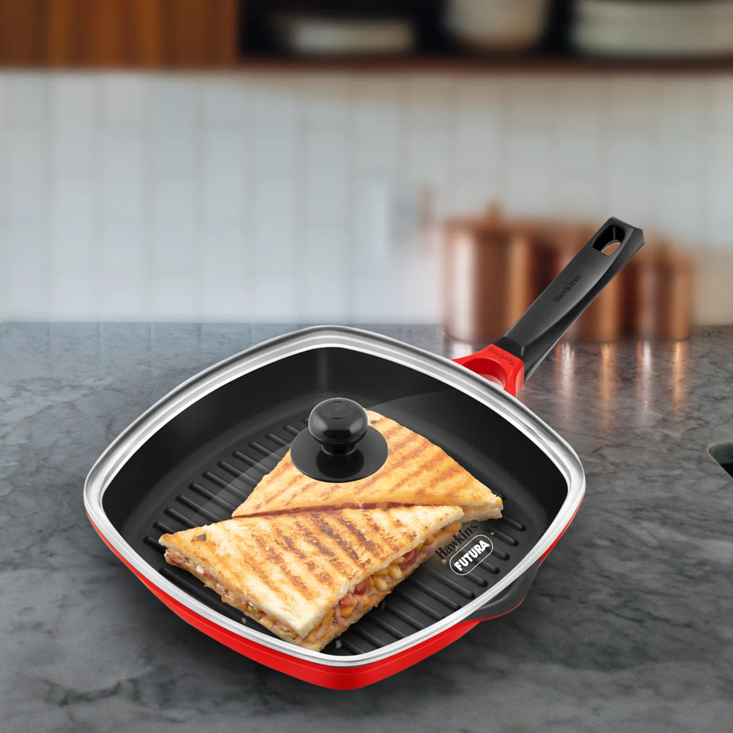 Hawkins Die Cast Grill Pan 30 cm with Glass Lid