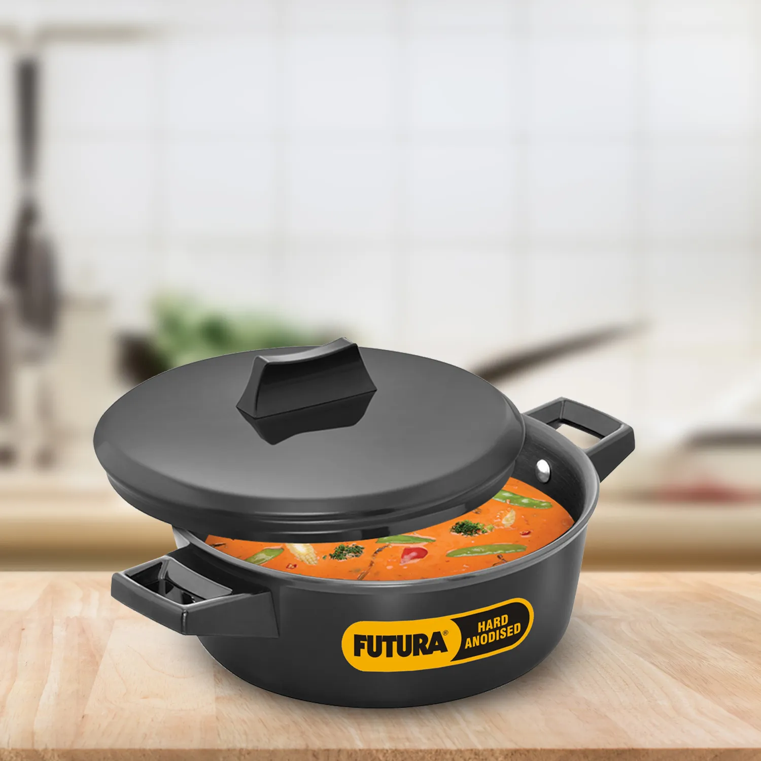 Hawkins Futura Induction Compatible Cook-n-Serve Bowl 2 Litre with Hard Anodised Lid
