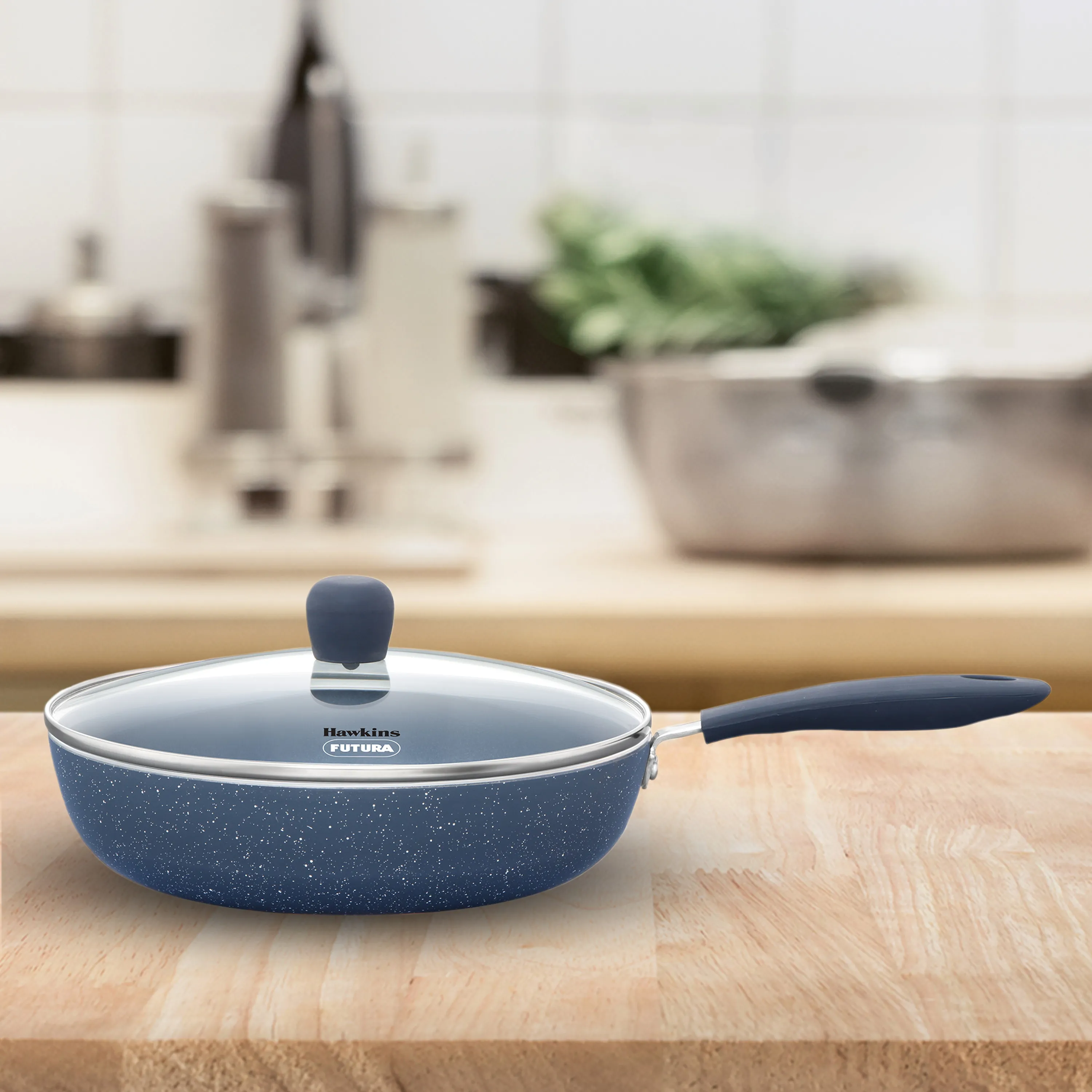 Hawkins Induction Compatible Ceramic Nonstick Frying Pan 23 cm with Glass Lid