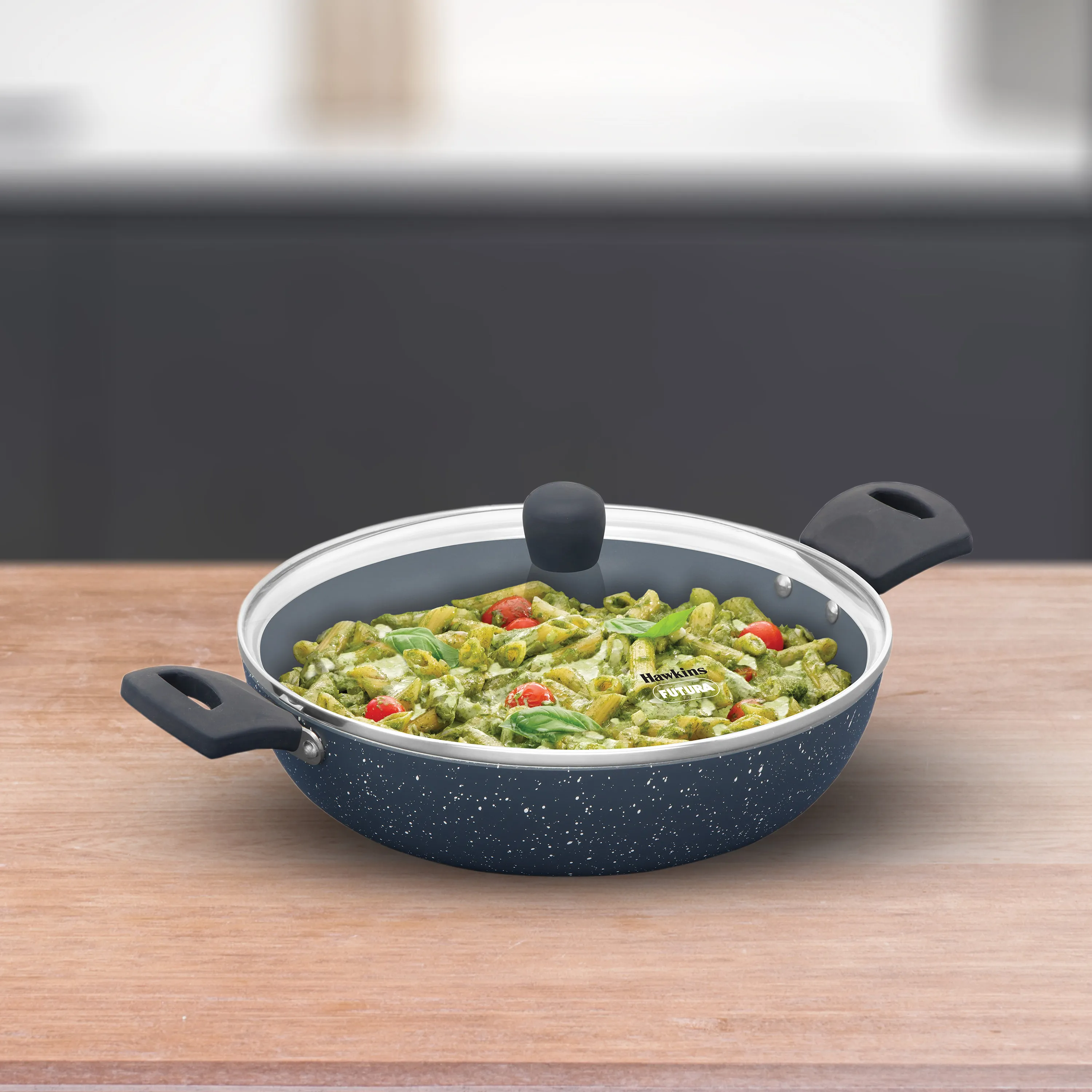 Hawkins Induction Compatible Ceramic Nonstick Pasta Pan 26 cm with Glass Lid