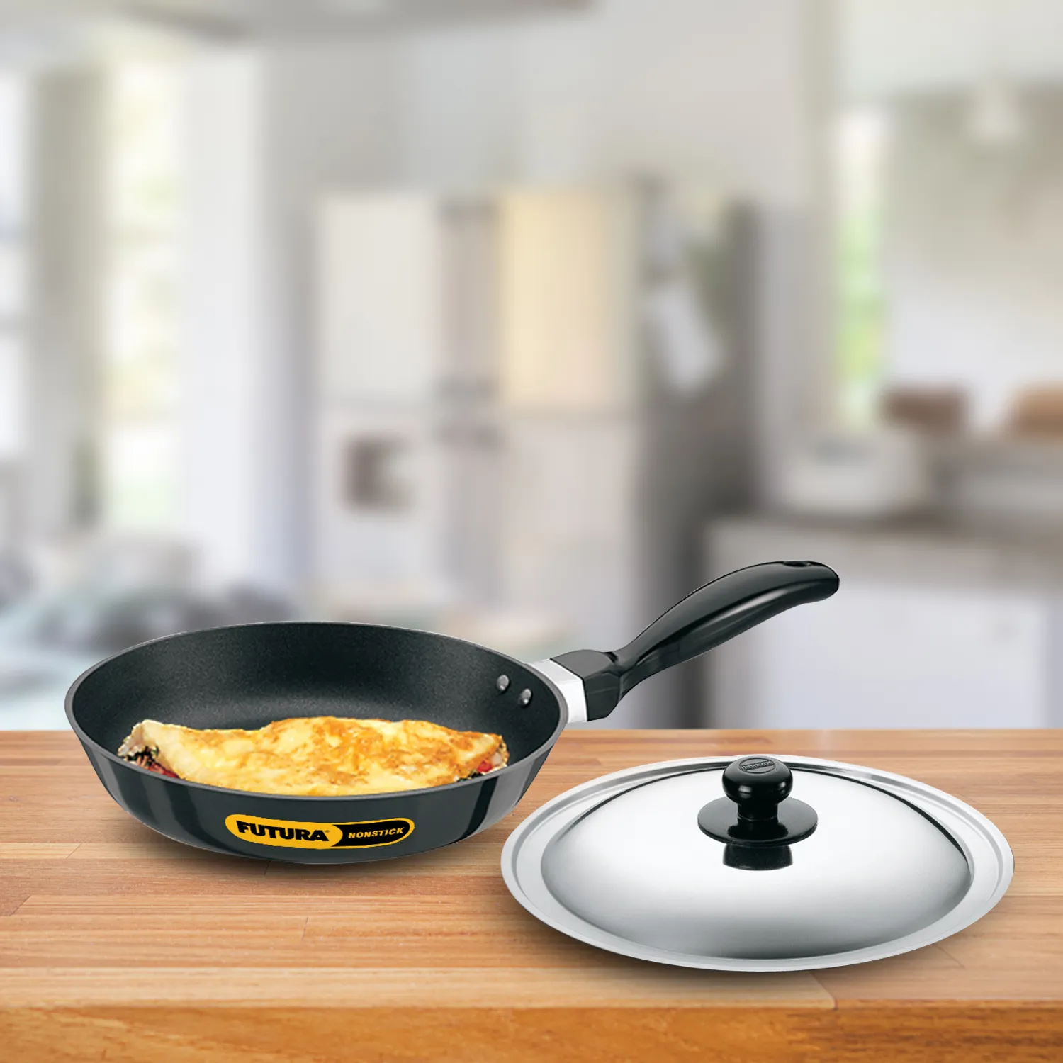Hawkins Futura Induction Compatible Nonstick Frying Pan 20 cm with Stainless Steel Lid