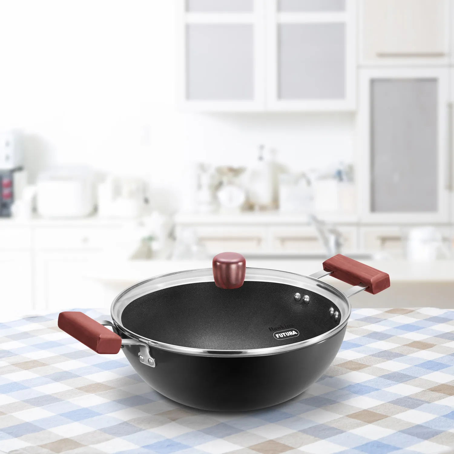 Hawkins Futura Induction Compatible Nonstick Deep Kadhai (Flat Bottom) 3 Litre