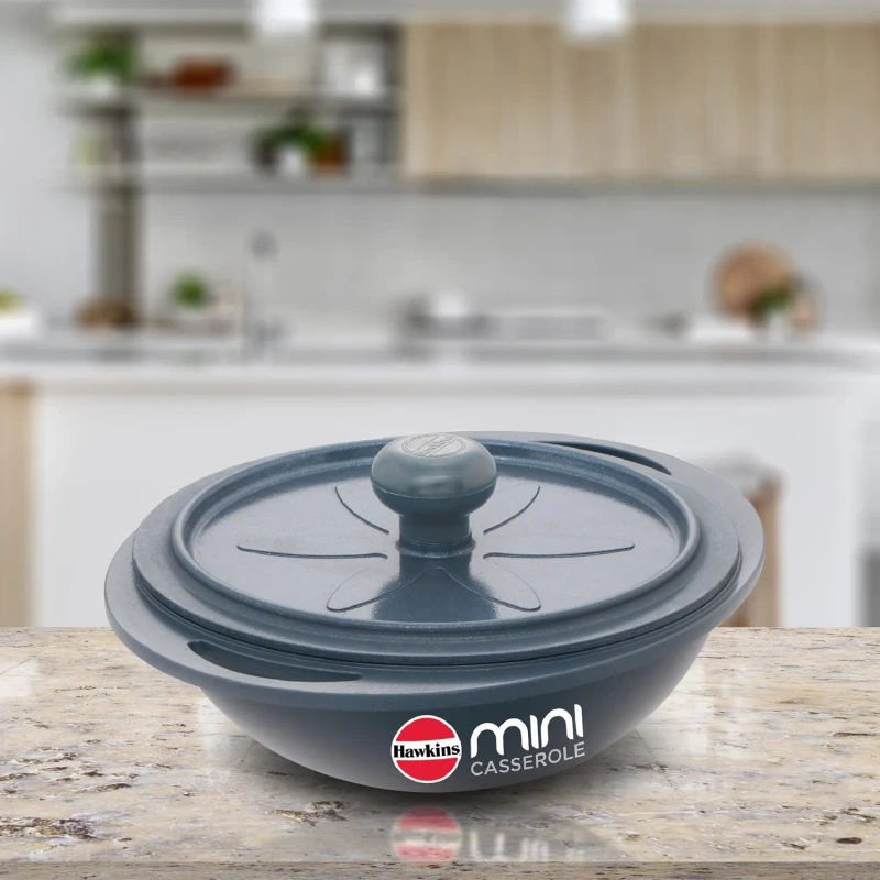 Hawkins Die Cast Grey Round Mini Casserole 0.75 Litre with Lid