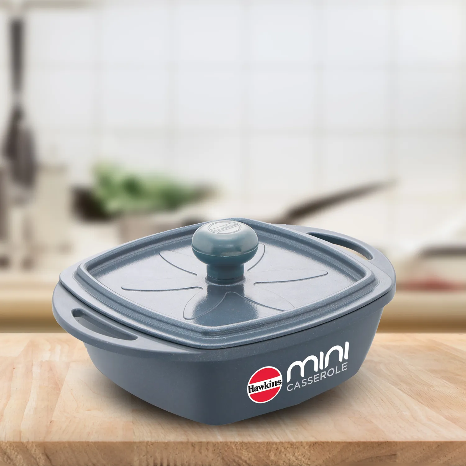 Hawkins Die Cast Grey Square Mini Casserole 0.75 Litre with Lid