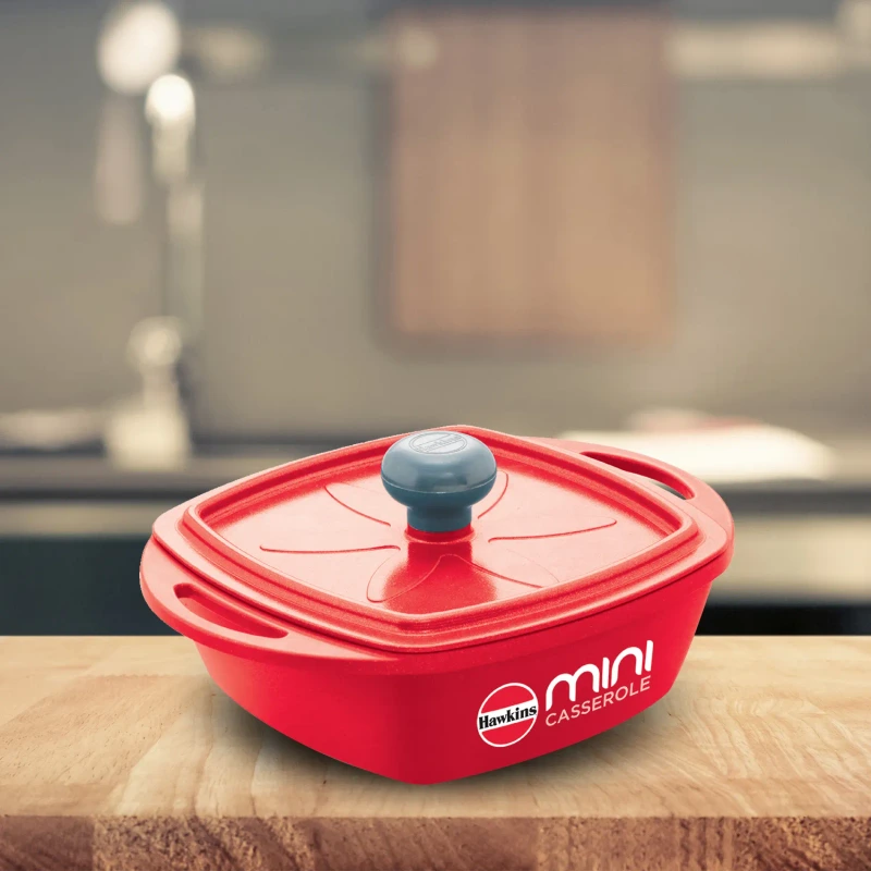 Hawkins Die Cast Red Square Mini Casserole 0.75 Litre with Lid