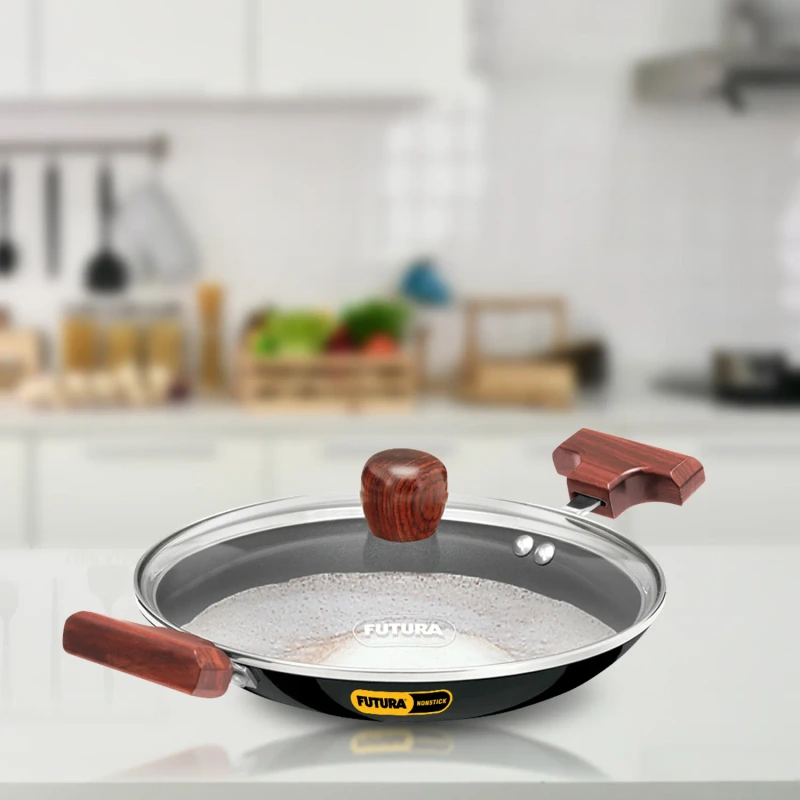 Hawkins Futura Nonstick Breakfast Pan (Appachatty) 0.9 Litre with Glass Lid