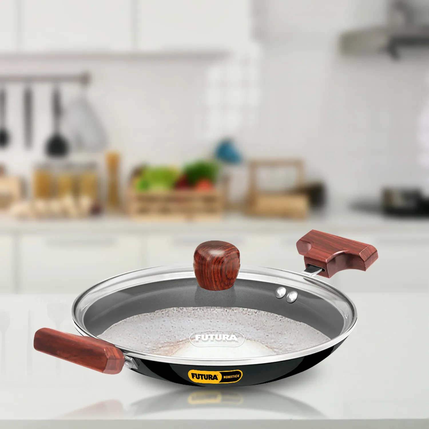 Hawkins Futura Nonstick Breakfast Pan (Appachatty) 0.9 Litre with Glass Lid