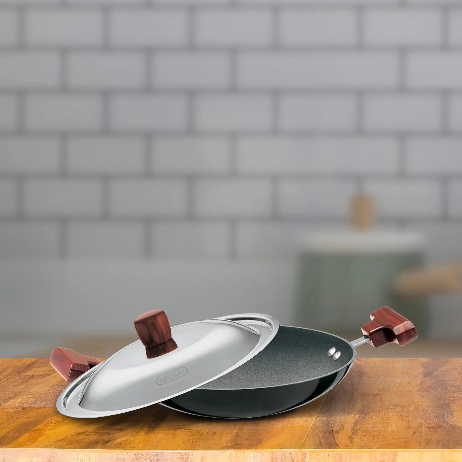 Hawkins Futura Nonstick Breakfast Pan (Appachatty) 0.9 Litre with Stainless Steel Lid