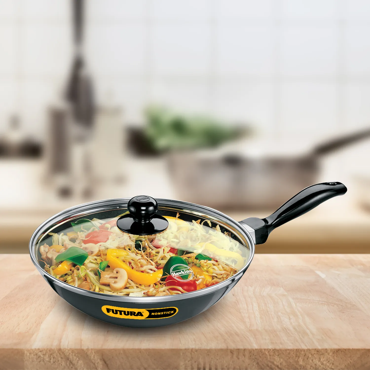 Hawkins Futura Nonstick Stir-Fry Pan 2 Litre with Glass Lid