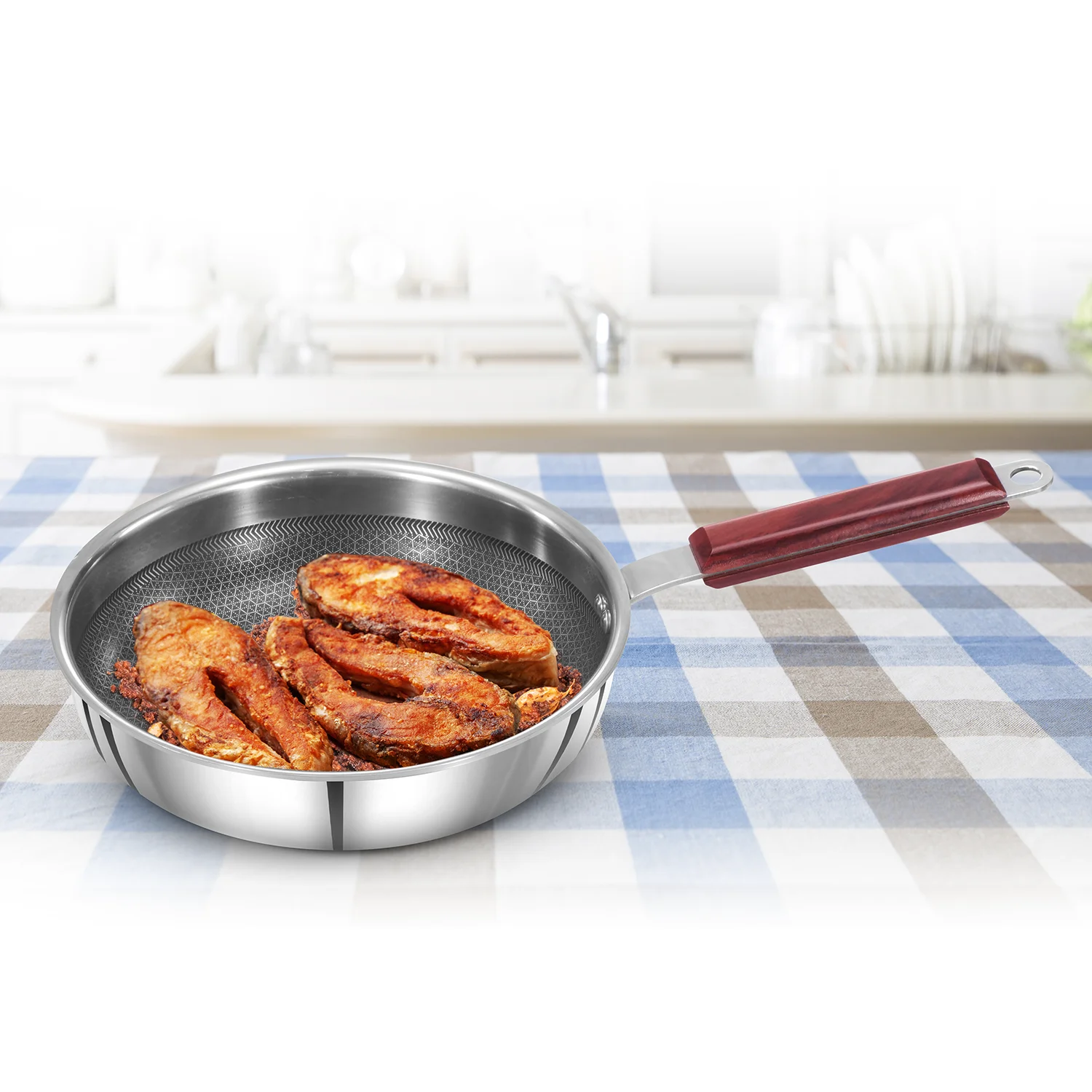 Hawkins Induction Compatible Stainless Steel Tri-ply Frying Pan with Shielded Nonstick 22 cm