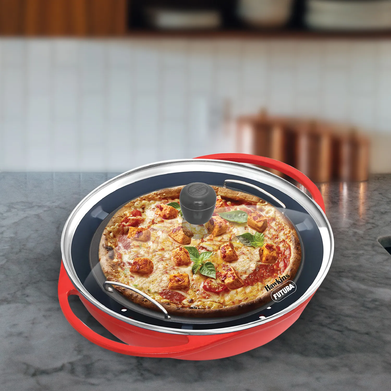 Hawkins Die Cast Pizza Pan & Cake Baker with Glass Lid