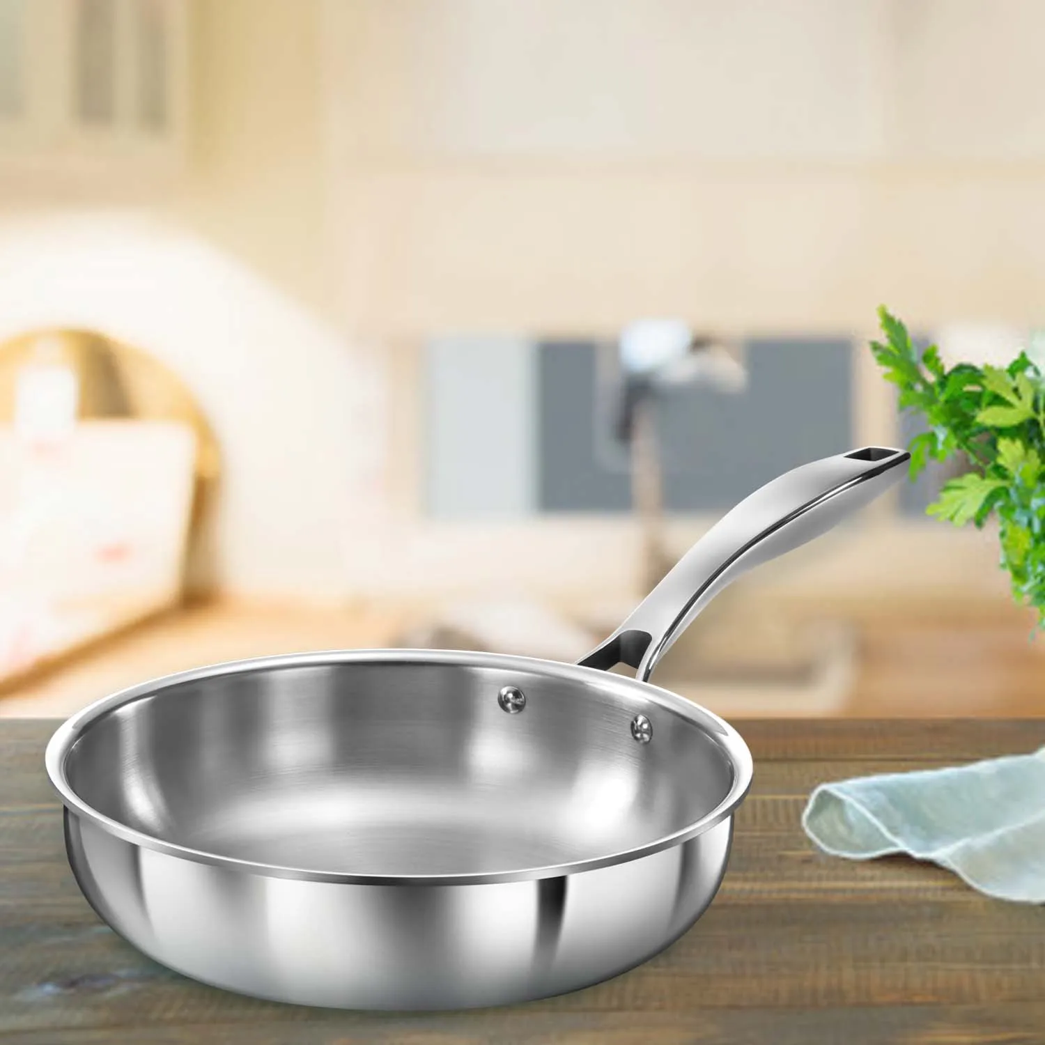 Hawkins Induction Compatible Stainless Steel Tri-ply PRO Frying Pan 22 cm