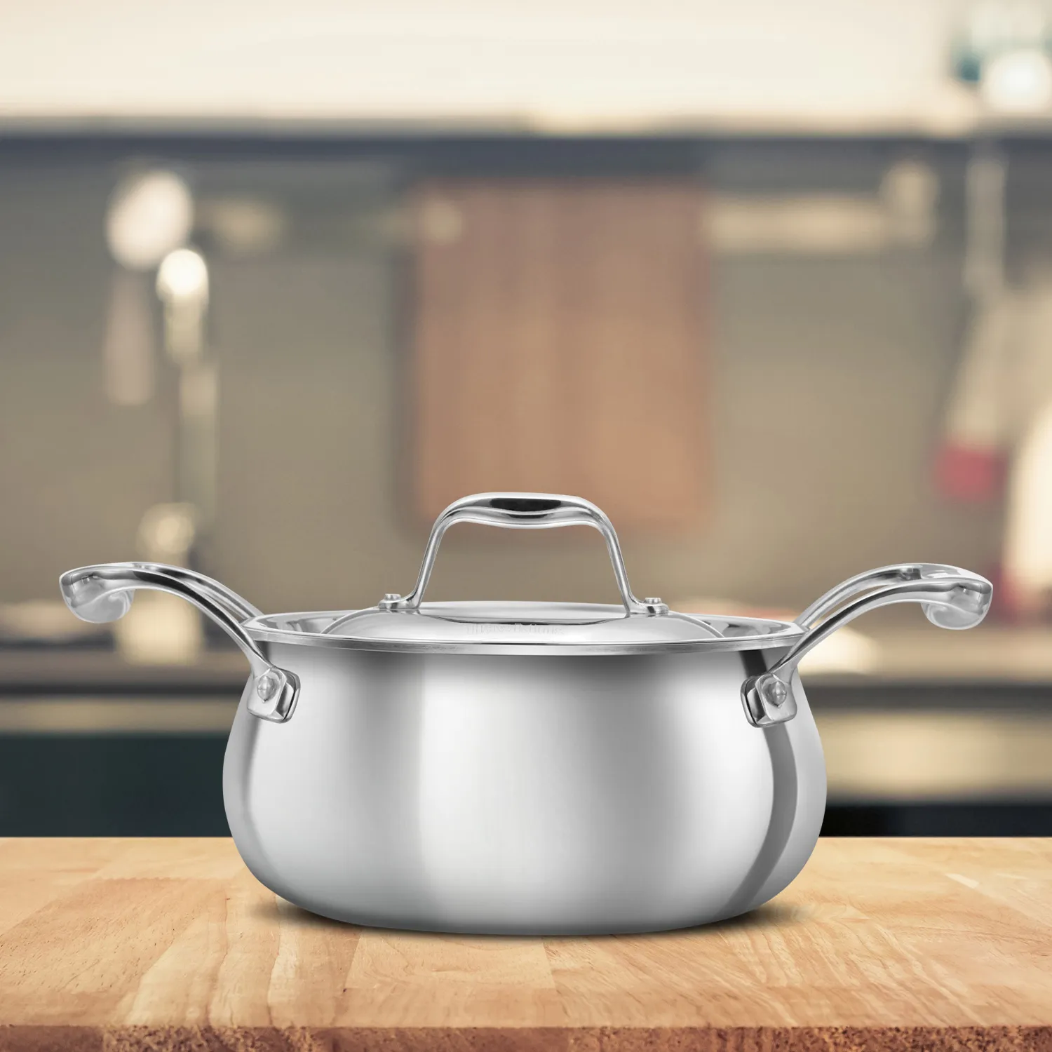 Hawkins Induction Compatible Stainless Steel Tri-ply PRO Handi 2 Litre with Stainless Steel Lid