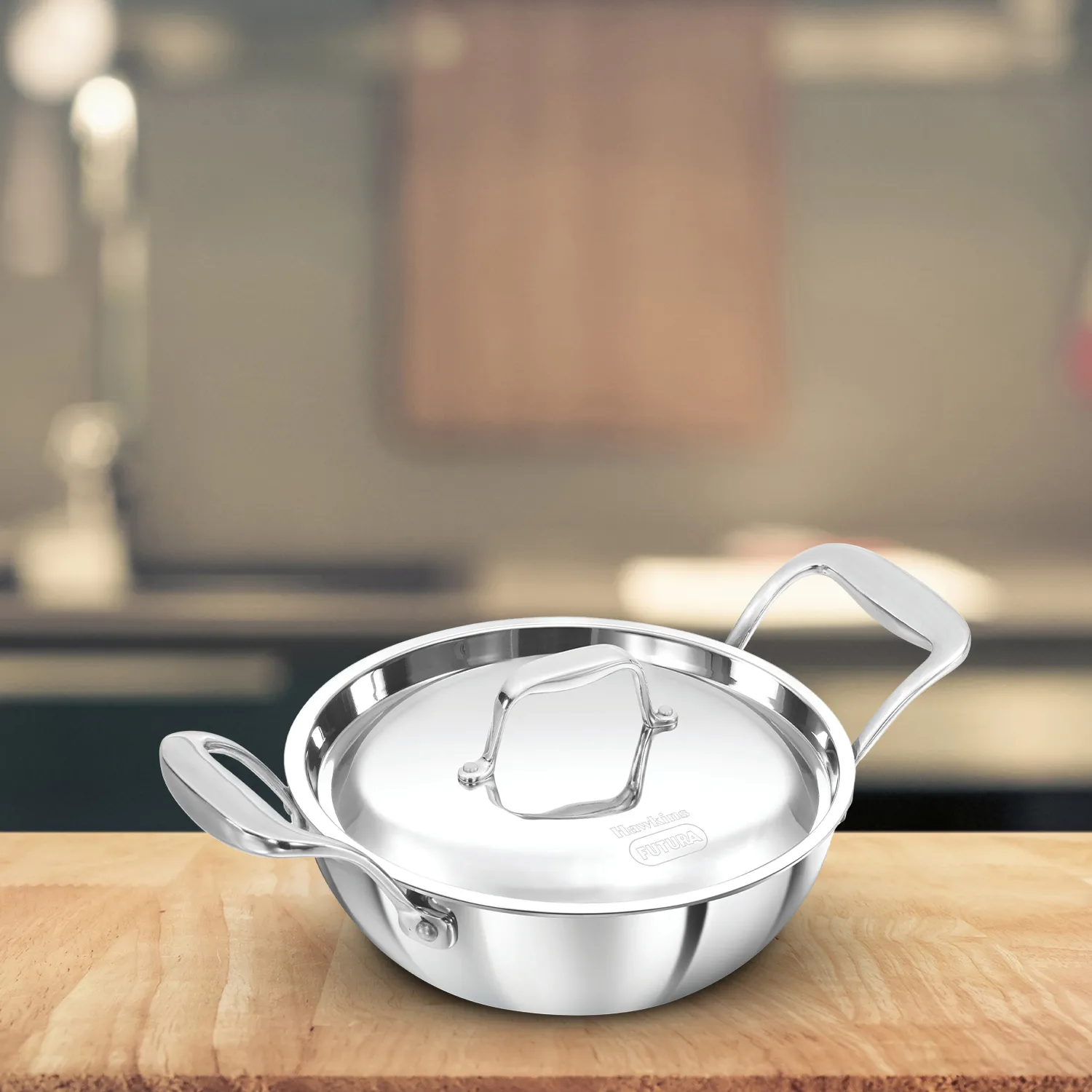 Hawkins Induction Compatible Stainless Steel Tri-ply PRO Deep-Fry Pan 1.5 Litre with Stainless Steel Lid
