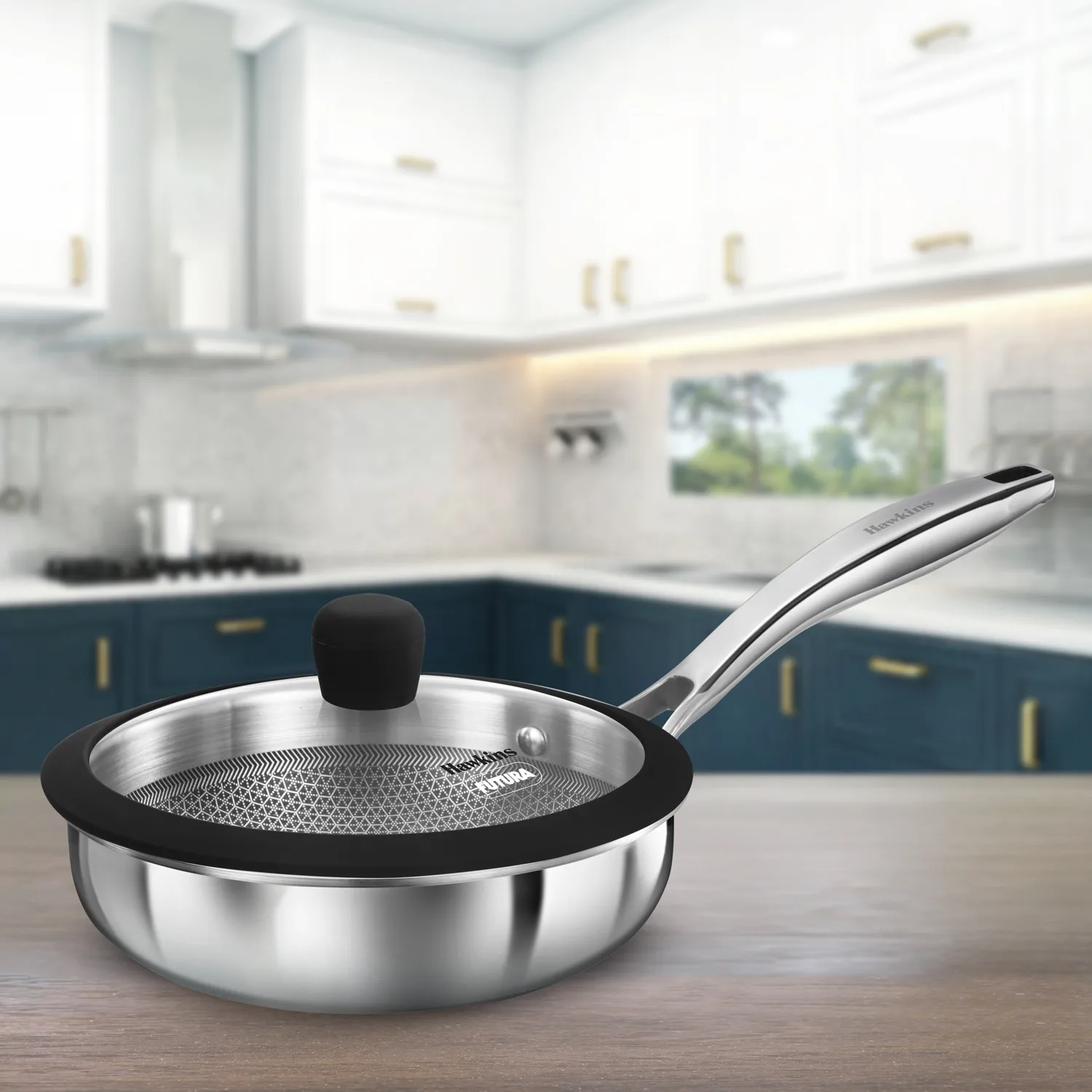 Hawkins Induction Compatible Stainless Steel Tri-ply shielded Nonstick PRO Frying Pan 18 cm