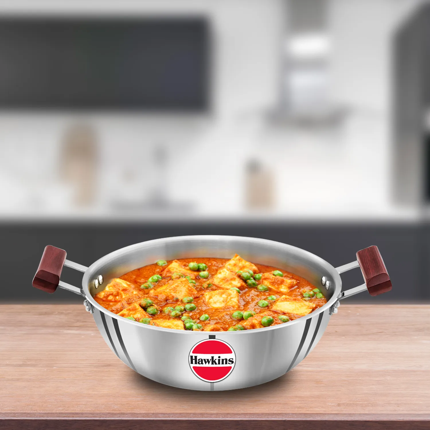 Hawkins Induction Compatible Stainless Steel Tri-ply Deep Kadhai 4 Litre