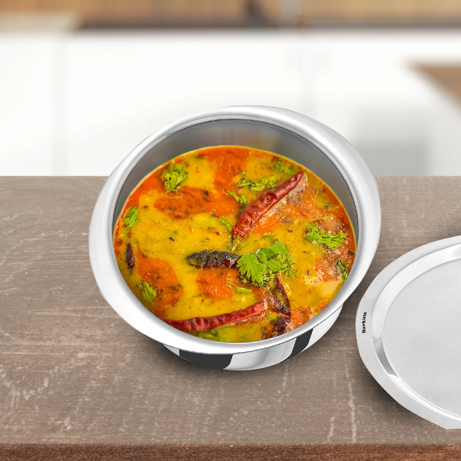 Hawkins Induction Compatible Tri-Ply Stainless Steel Metro Patila 5L With Stainless Steel Lid