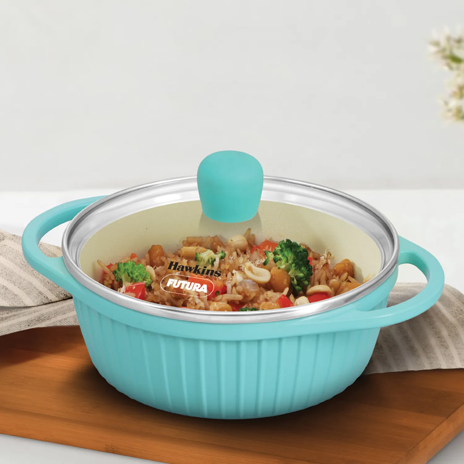 Hawkins Aqua Baby Casserole 1.25 Litre with Glass Lid