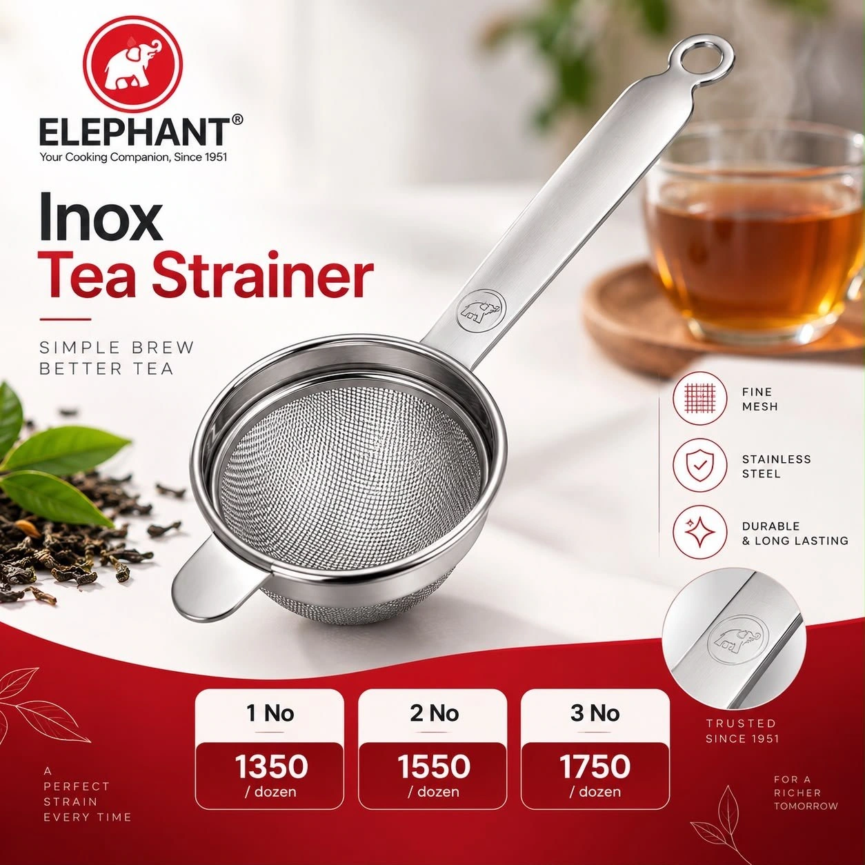 Elephant Inox Tea Strainer — No. 1 - Image 2
