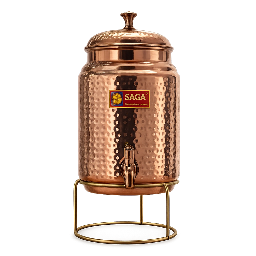 Saga Copper Water Tanki Hammered - 5 Ltr