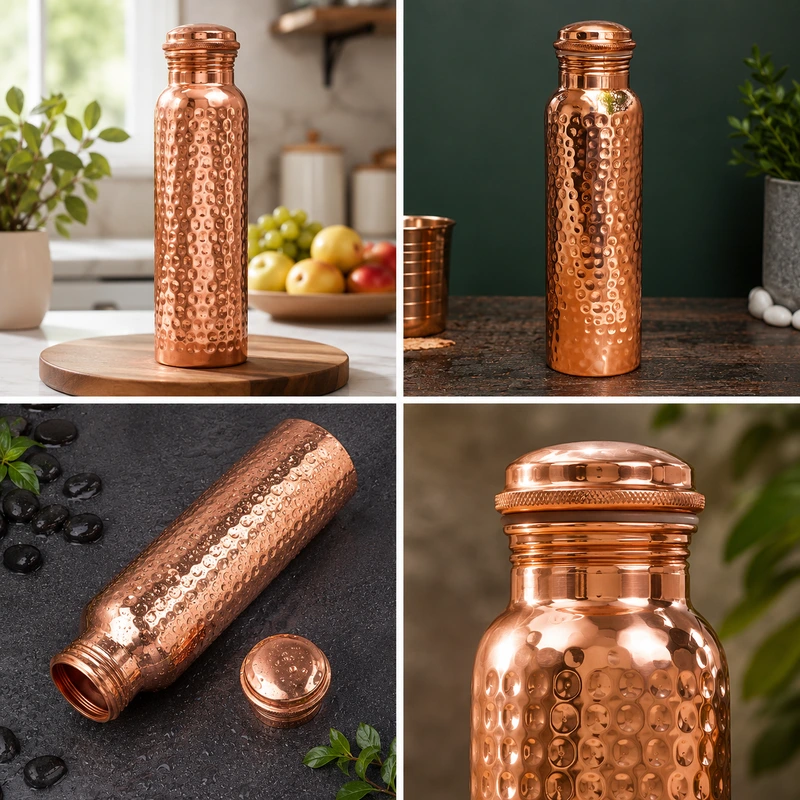 Saga Copper Bottle Hammered thumbnail 2