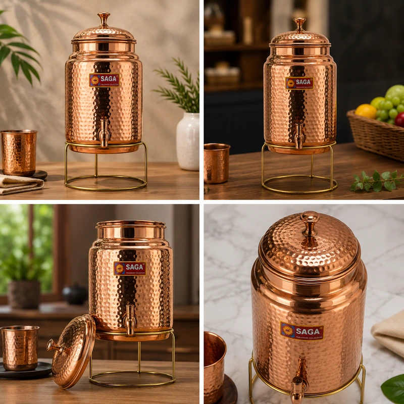 Saga Copper Water Tanki Hammered - 5 Ltr thumbnail 2