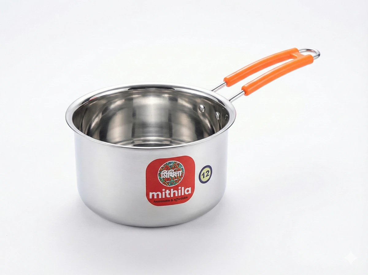 Mithila SS Saucepan 18 Gauge - 10x12, With Cover