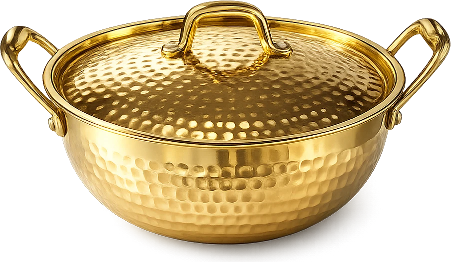 Saga Brass Hammered Kadhai With Lid